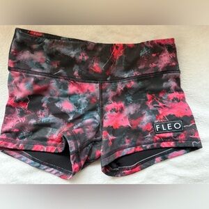 FLEO Black & Red Tie-Dye Bike Shorts